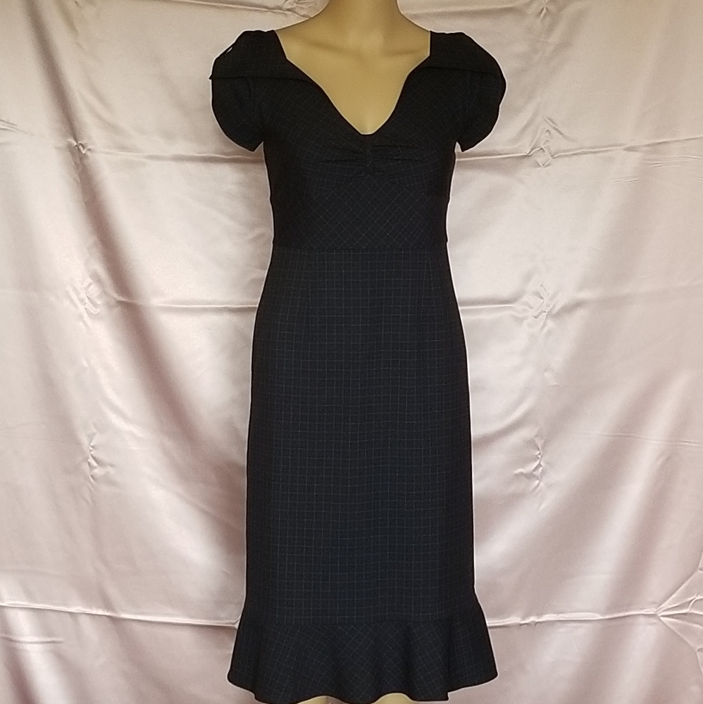 Blue Plaid 1940s Dress